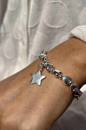 Laundry B Free Spirit Stretch Stacker Bracelet Hearts & Star Silver